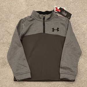 Under Armour Kids' Gray and Dark Brown Quarter-Zip Sweatshirt
